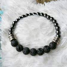Aromatherapy Bracelet Lava Stone Hematite Natural Stone Yoga Zen Healing Bracelet Available At Bellazenbracelets Etsy Com Taki Yapimi Bilezik Bileklik