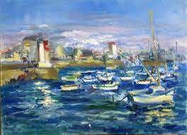 Port Maree Haute Bateaux Phare Ete Belle Journee Vendee Saint Gilles Croix De Vie Ocean Mer Vagues Peinture Tableau Painting Peinture Maree Haute