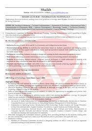 Sample Cv Lecturer Business Management Academic Cv Example