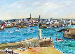 Port Saint Gilles Croix De Vie Maree Haute Sable Dore Ciel Bleu Ete Vue Port De Peche Bateaux Phare Vert Phare Josephine B Painting Peinture Ciel Bleu