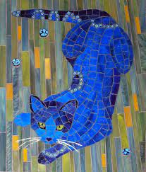 Blue Cat Art Creatures Great And Small Mosaic Art Art Mosaic Animals