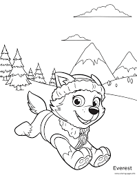 Paw patrol coloring pages 180. Paw Patrol Everest In Mountains Coloring Pages Printable