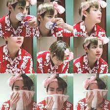 Shaving While Wearing That Cute Bow The Things You Do To Me Kim Taehyung O Kim Taehyung Taehyung Bts Boys