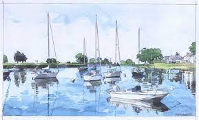 Marina Southport Ct Watercolor By Alexis Seabrook Art Painting Wall Art