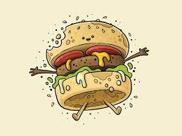 Happy Patty Burger Drawing Burger Cartoon Graffiti Doodles