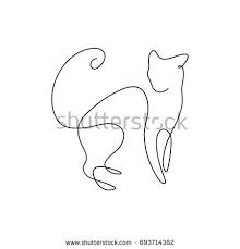 One Line Design Silhouette Of Wild Cat Hand Drawn Minimalism Style Vector Illustration Line Art Drawings Line Drawing Cat Tattoo