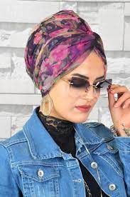 Cicek Desenli Burgu Hazir Bone Tesettur Bone Trendler Stil Moda
