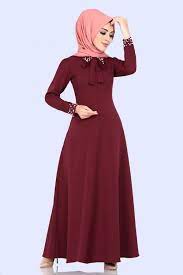 Modaselvim Elbise Yaka Ve Manseti Incili Elbise Ukb5001 Bordo Dresses High Neck Dress Fashion