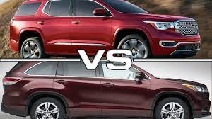 Toyota 4runner vs toyota highlander. Gmc Acadia Vs Toyota Highlander Youtube