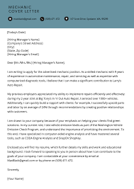 Mechanic Cover Letter Sample Free Download Resume Genius