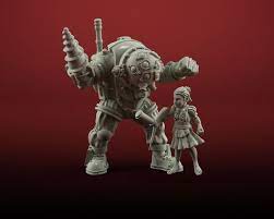 Little Sister With Bigdaddy 3d Print Model Anime Figures 3d Printing Print Models