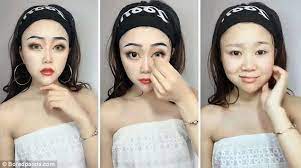 Women Left Unrecognisable After Removing Sculpture Make Up Asian Makeup Transformation Slimmer Face Girl Pictures