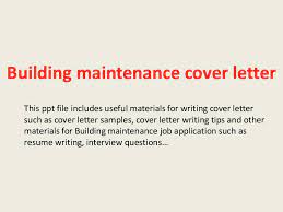 Building Maintenance Cover Letter