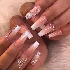 Simply Beautiful Ombre Nail Look As Requested Demetriaobilor Tag A Friend Who Stylish Nail Look Bling Acrylic Nails Gem Nails Long Acrylic Nails Coffin The sns ombré nails with matte topcoat! bling acrylic nails