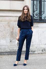 Navy Trousers French Style Fall Outfits For Work Work Outfits Women Summer Work Outfits