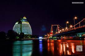 Khartoum At Night الخرطوم ليلا السودان By Emad Elbashir Sudan Khartoum Nile Night Bridge Corinthia Photo Bay Bridge Original Artwork