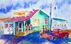 Jim Mcintosh Plein Air Of A Favorite Seafood Shack Southport Nc May 2012 Beach Watercolor Art Top Art