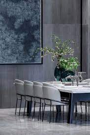 Stunning Minimalist Stylish Dining Room With Blue And Gray Colors And Fil Noir Dining C Minimalist Dining Room Stylish Dining Room Minimalist Dining Room Table