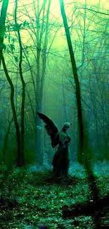 Angels Make Friends With The Angels Who Though Invisible Are Always With You Often Invoke Them Constantly Praise Th Creepy Pictures Angel Statues Forest