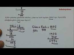 4 Ve 5 Sinif Matematik Cikarma Isleminde Eksilen Cikan Ve Farkin Toplami Problemleri Bulbulogretmen Youtube Matematik 5 Sinif Sinif