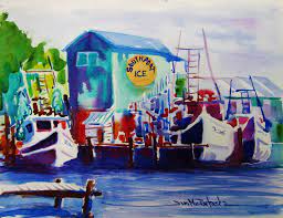 Waterfront In Southport Nc Usa Painting Canvas Prints Boat