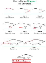 How To Draw An Alligator Step By Step Tutotrial Draw Drawings Drawing Lessons