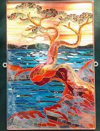 Arbutus Tree At Sunset By Sarah Avila Mosaic Art Tree Art Tree Mosaic