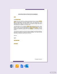 Job Application Letter Template For Civil Engineer Fresher Free Pdf Word Doc Apple Mac Pages Google Docs Application Letters Letter Template Word Job Application