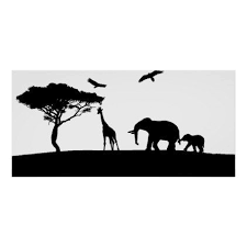 Elephant Giraffe Jungle Safari Animal Silhouette Poster Zazzle Com In 2021 Animal Silhouette Silhouette Art Safari Animals
