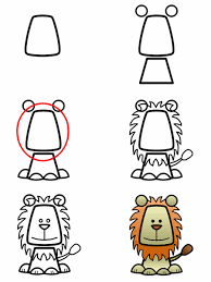 Drawing A Cartoon Lion Cartoon Lion Animal Drawings Drawing For Kids