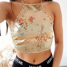 Handmade Gold Chinese Dragon Satin Oriental Festival Clubbing Rave Wavy Crop Top Bralet By Lilipearl Amazon Co Uk Handmade no bra club crop top and serra panties try on haul with squat & durability tests. handmade gold chinese dragon satin