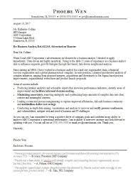 Business Analyst Cover Letter Sample Monster Com