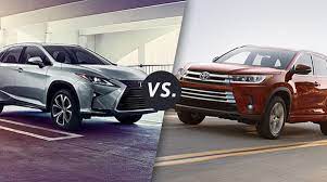 It was built upon the toyota k platform, which underpinned the camry, sienna minivan, highlander suv, venza, lexus es and lexus rx. Comparison 2019 Lexus Rx 350 Vs 2019 Toyota Highlander Longo Lexus Blog