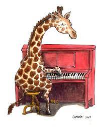 Giraffe Plays Piano Giraffe Pictures Giraffe Art Giraffe