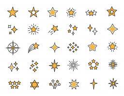 Conjunto De Icones De Estrelas Lineares Estrelas Brilha Icones Star Logo Design Anime Stars Star Doodle