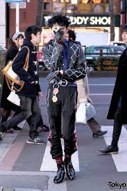 Harajuku Guy In Versace Madonna Child Leather Jacket Ysl 99 Is Alice Black Harajuku Fashion Street Chinese Fashion Street Japan Fashion Street