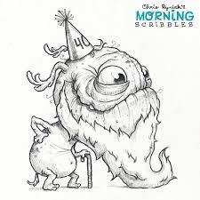 Today Is My 40th Birthday I M Gonna Eat Cake And Junk All Day Morningscribbles Cute Monsters Drawings Cute Drawings Monster Drawing