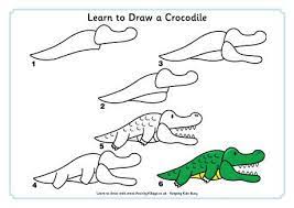 Learn To Draw A Crocodile Cartoon Drawings Of Animals Animal Drawings Easy Animal Drawings