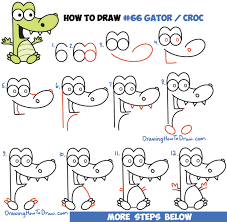 How To Draw Cartoon Crocodile Or Alligator From Numbers Easy Step By Step Drawing Tutorial For Kids How To Draw Step By Step Drawing Tutorials Drawing Tutorials For Kids Drawing
