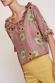 No 6 Georgia Ruffle Top In Blush Amalfi Ruffle Top Loose Fitting Tops Tops