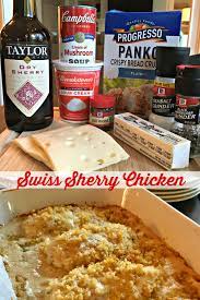 Swiss Sherry Chicken Easy Chicken Breasts Covered In Swiss Cheese Smothered In A Delicious Sherry Mushroom S Sherry Recipes Sherry Chicken Recipe Recipes
