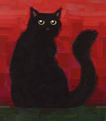 Black Cat on Red Background Collage by James Gooch | Saatchi Art