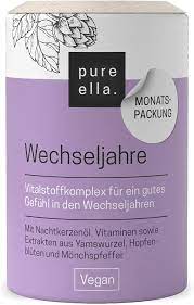 Pure Ella WECHSELJAHRE - Vitalstoffkomplex für Frauen bei Symptomen der  Wechseljahre - Enthält Nachtkerzenöl, Yamswurzel und Mönchspfeffer -  Natürlich, Hormonfrei, Vegan - 60 Menopause Kapseln : Amazon.de: Drogerie &  Körperpflege