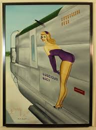 Luscious Lucy by Ralph Jellett Oil on Board Nose Art