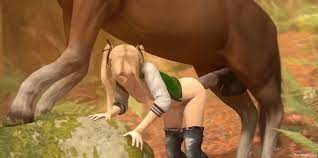 3D cutie getting tormented by a HUGE horse cock