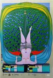 A nude female stylized as a peacock par Friedensreich Hundertwasser sur  artnet