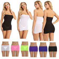 Sexy Women One Piece Tube Top Mini Skirt Stretch Tight Bodycon Dress  Clubwear | eBay