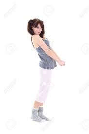 Schüchterne Mädchen Im Schlafanzug über Isolierte Weiß Lizenzfreie Fotos,  Bilder Und Stock Fotografie. Image 12133908.