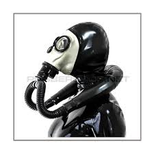 Deluxe FASER gasmask-zipperhood-system SMELLBAG-F with  neckrespirator-rubbersmell-bag-set - latexhood latexmask gas mask hood  fetish breathplay rubber mask respirator
