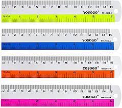 Amazon.com : 6 Inch / 15 cm Assorted Color Aluminum Ruler in Inch and CM  Scale with Hanging Hole | Pack of 6 : Office Products